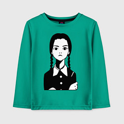 Лонгслив хлопковый детский Wednesday Addams, цвет: зеленый