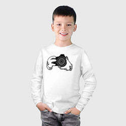Лонгслив хлопковый детский Фотограф, цвет: белый — фото 2
