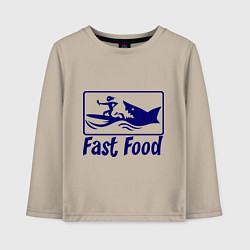 Лонгслив хлопковый детский Shark fast food, цвет: миндальный