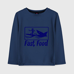 Лонгслив хлопковый детский Shark fast food, цвет: тёмно-синий