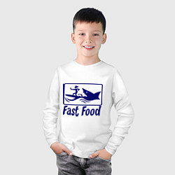 Лонгслив хлопковый детский Shark fast food, цвет: белый — фото 2