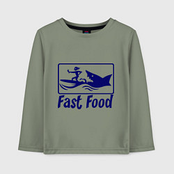 Лонгслив хлопковый детский Shark fast food, цвет: авокадо