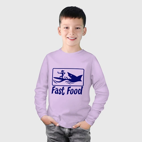 Детский лонгслив Shark fast food / Лаванда – фото 3