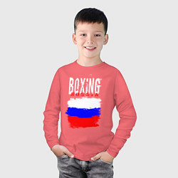 Лонгслив хлопковый детский Бокс Россия, цвет: коралловый — фото 2