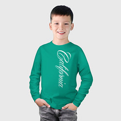 Лонгслив хлопковый детский California надпись сбоку, цвет: зеленый — фото 2