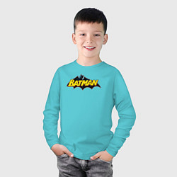 Лонгслив хлопковый детский Batman Logo, цвет: бирюзовый — фото 2