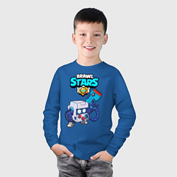 Лонгслив хлопковый детский BRAWL STARS 8-BIT, цвет: синий — фото 2