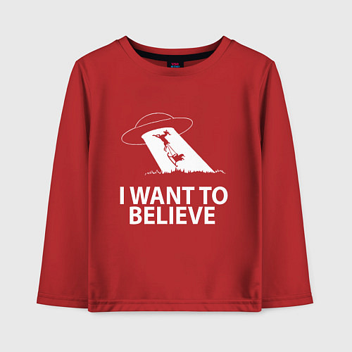 Детский лонгслив I WANT TO BELIEVE / Красный – фото 1