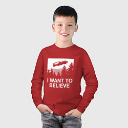 Лонгслив хлопковый детский I WANT TO BELIEVE, цвет: красный — фото 2
