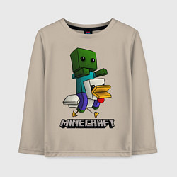Лонгслив хлопковый детский MINECRAFT, цвет: миндальный