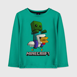 Лонгслив хлопковый детский MINECRAFT, цвет: зеленый