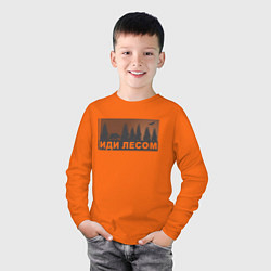 Лонгслив хлопковый детский Иди лесом, цвет: оранжевый — фото 2