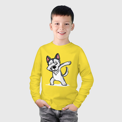 Детский лонгслив Dabbing Dog / Желтый – фото 3