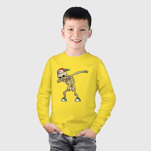 Детский лонгслив Dab Skeleton / Желтый – фото 3