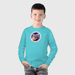 Лонгслив хлопковый детский SPACE ROCKET, цвет: бирюзовый — фото 2