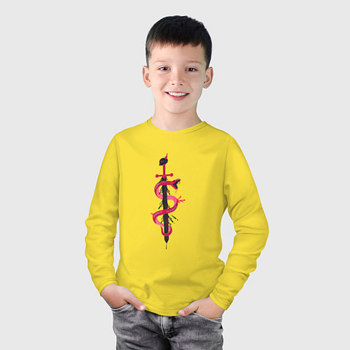 Детский лонгслив Змея И Меч / Желтый – фото 3