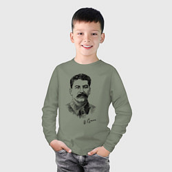 Лонгслив хлопковый детский Товарищ Сталин, цвет: авокадо — фото 2