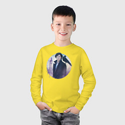 Лонгслив хлопковый детский Ворон на плече, цвет: желтый — фото 2