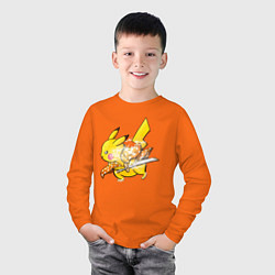 Лонгслив хлопковый детский ПикаСамурай, цвет: оранжевый — фото 2
