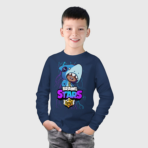 Детский лонгслив Brawl Stars LEON SHARK / Тёмно-синий – фото 3