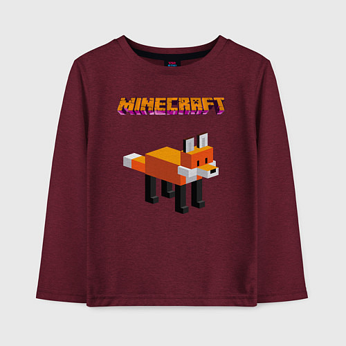 Детский лонгслив Minecraft - лиса / Меланж-бордовый – фото 1