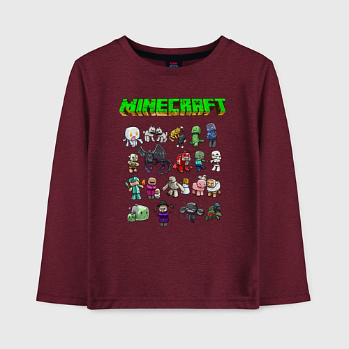 Детский лонгслив Minecraft / Меланж-бордовый – фото 1