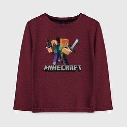 Лонгслив хлопковый детский MINECRAFT, цвет: меланж-бордовый