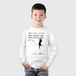 Лонгслив хлопковый детский Music cat, цвет: белый — фото 2