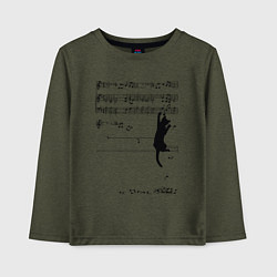 Лонгслив хлопковый детский Music cat, цвет: меланж-хаки