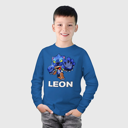 Детский лонгслив Brawl Stars LEON / Синий – фото 3