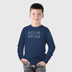 Лонгслив хлопковый детский BLACK IS MY HAPPY COLOR, цвет: тёмно-синий — фото 2