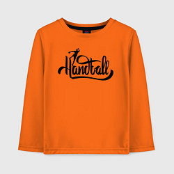 Лонгслив хлопковый детский Handball lettering, цвет: оранжевый