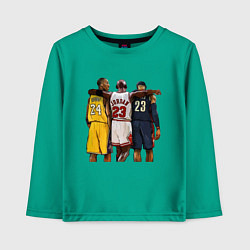 Лонгслив хлопковый детский Bryant, Jordan, James, цвет: зеленый