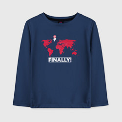 Лонгслив хлопковый детский Finally!, цвет: тёмно-синий