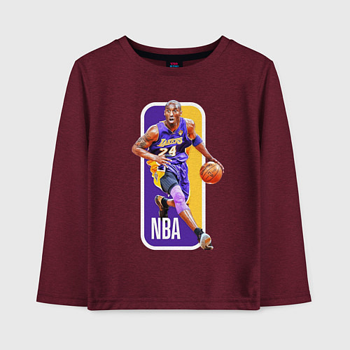 Детский лонгслив NBA Kobe Bryant / Меланж-бордовый – фото 1