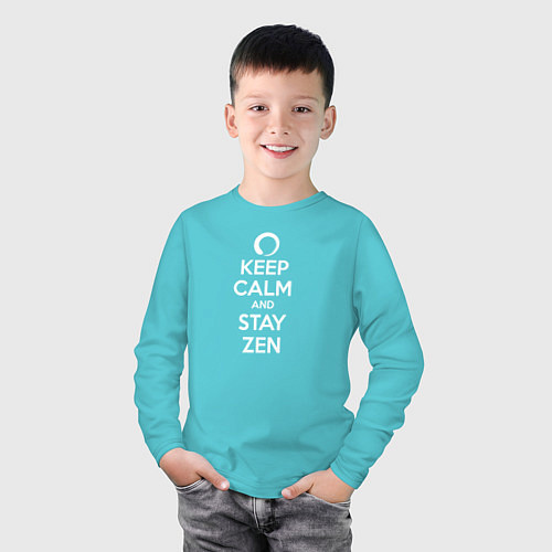 Детский лонгслив Keep calm & stay Zen / Бирюзовый – фото 3