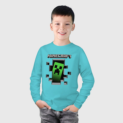 Детский лонгслив Minecraft / Бирюзовый – фото 3