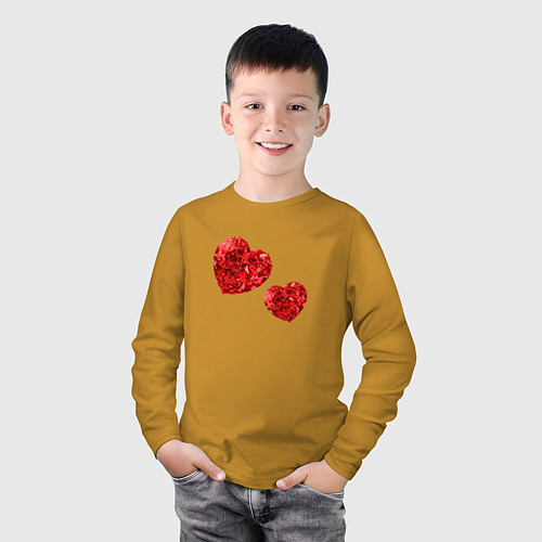Детский лонгслив Рубиновые сердца / Горчичный – фото 3