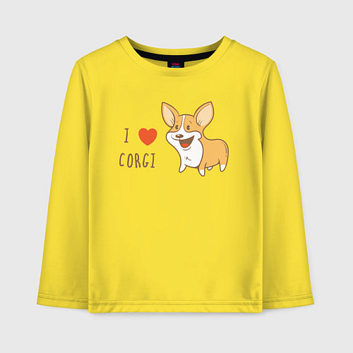 Детский лонгслив I LOVE CORGI / Желтый – фото 1