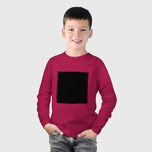 Детский лонгслив ЧЕРНЫЙ КВАДРАТ / Маджента – фото 3