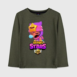 Лонгслив хлопковый детский BRAWL STARS SANDY, цвет: меланж-хаки