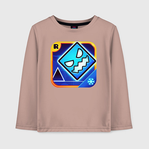 Детский лонгслив Geometry Dash / Пыльно-розовый – фото 1