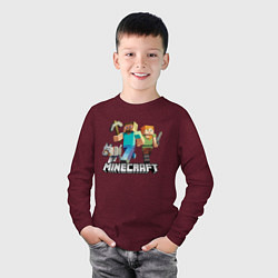 Лонгслив хлопковый детский MINECRAFT, цвет: меланж-бордовый — фото 2
