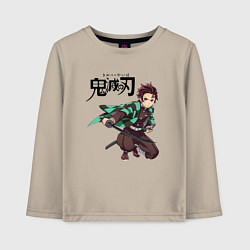 Лонгслив хлопковый детский KIMETSU NO YAIBA, цвет: миндальный