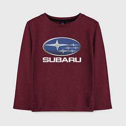 Лонгслив хлопковый детский SUBARU, цвет: меланж-бордовый