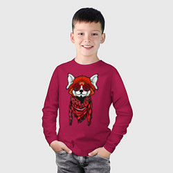 Лонгслив хлопковый детский Красная панда, цвет: маджента — фото 2