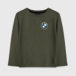 Лонгслив хлопковый детский BMW LOGO 2020, цвет: меланж-хаки