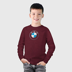 Лонгслив хлопковый детский BMW LOGO 2020, цвет: меланж-бордовый — фото 2