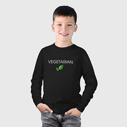 Лонгслив хлопковый детский VEGETARIAN, цвет: черный — фото 2