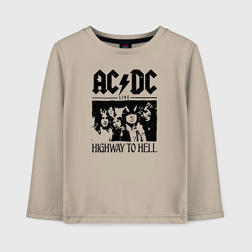 Детский лонгслив ACDC highway to hell / Миндальный – фото 1